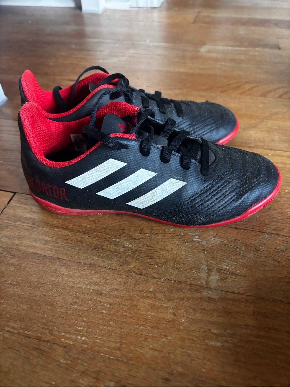 adidas Kids Predator 19.4 IN Indoor Soccer Shoes Black Red - Size 1Y